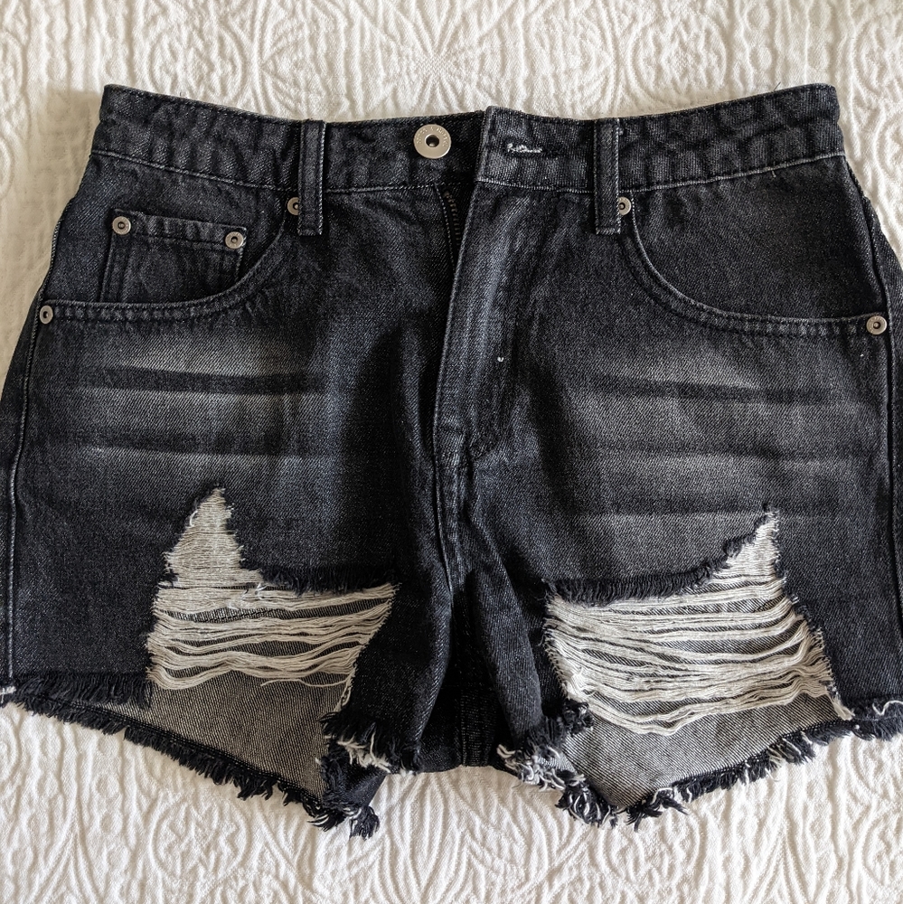 Black jean shorts